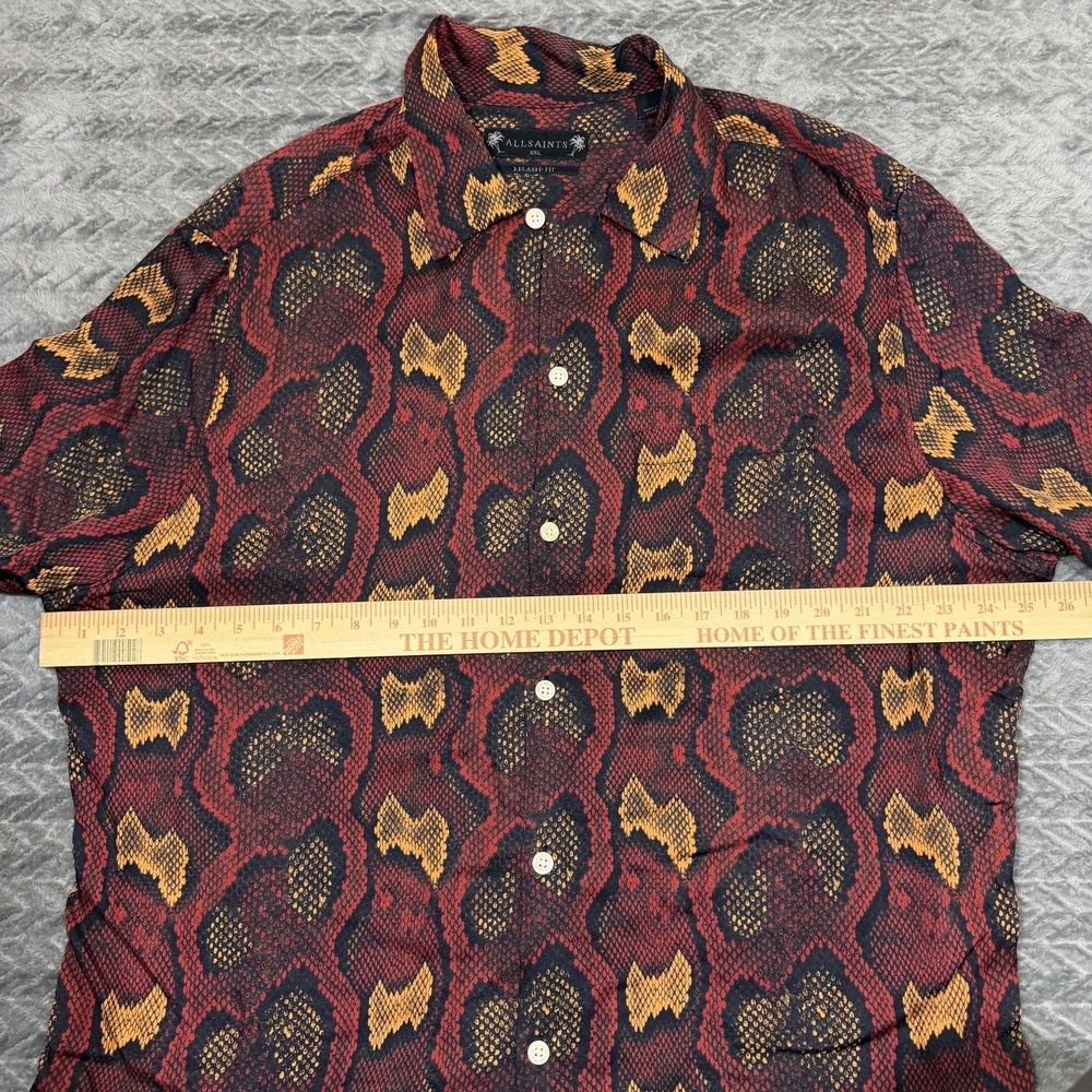 AllSaints Shirt Button Up Men 2XL Snake All Over Print Pocket Lightweight Dress - Picture 11 of 14